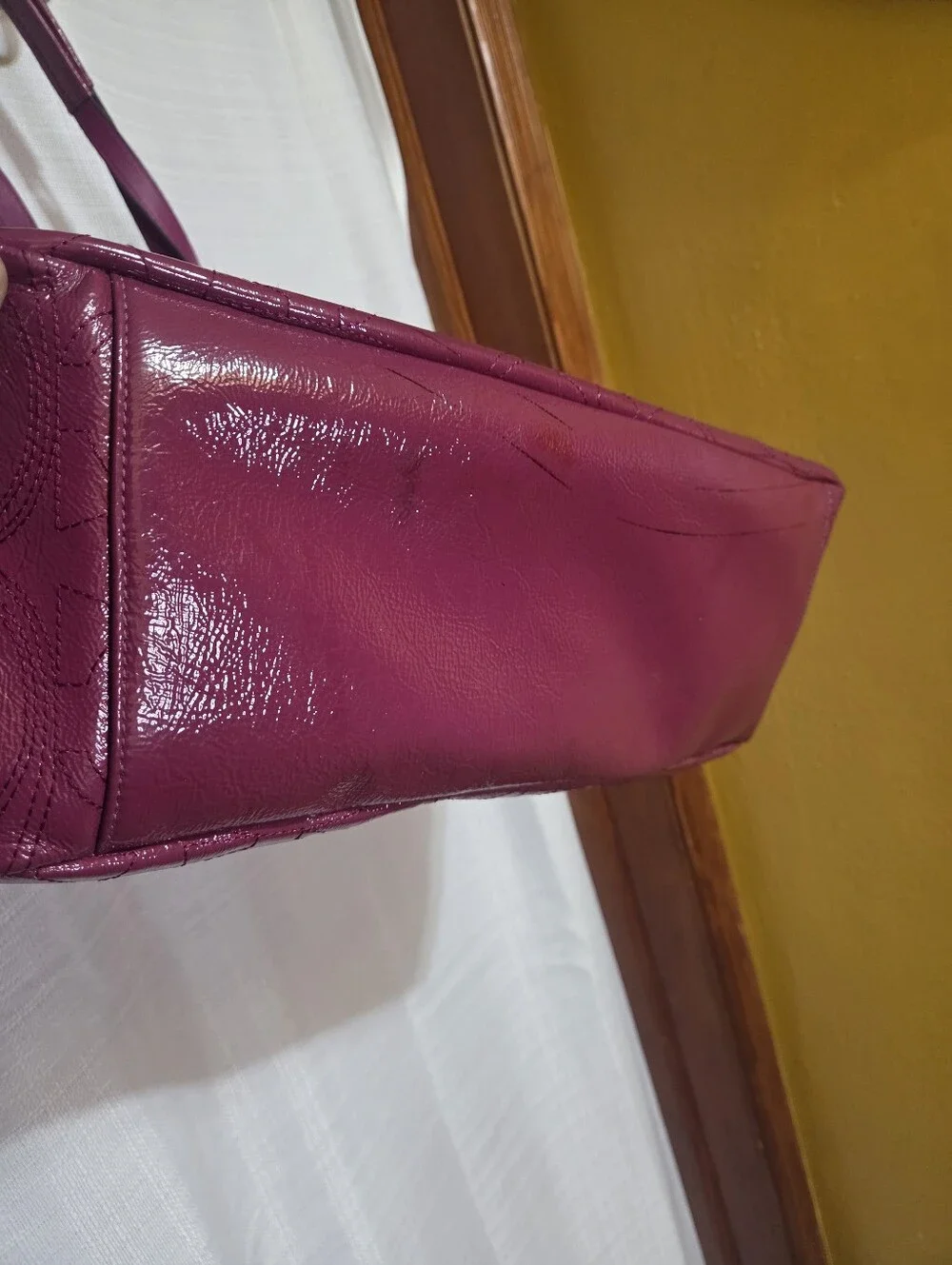 Coach F17940 Signature Fuchsia Baby Diaper Bag Tote Patent Leather